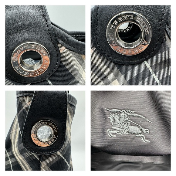 Burberry-Authentic-Blue Label Reversable Hand Tote Bag Nova Check Black - Picture 3 of 16